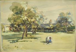 William Miller Frazer (1864-1961) pencil and watercolour - Figure in a Garden, inscribed Kurtillo Ju