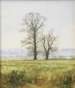 John Ridgewell (1937-2004) mixed media - Two Trees, Stoke by Nayland, signed, inscribed verso, in gl