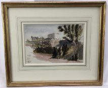 Mid 19th century watercolour - Hilltop Italian Landscape, indistinctly inscribed and dated, in glaze