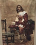 English School, late 19th century, watercolour - Cavalier