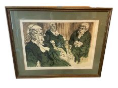 Felix Topolski (1907-1989) screenprint, Three court of appeal judges, signed, numbered 209/250, 39 x