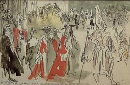 Felix Topolski (1907-1989) group of five prints, The Law Courts, Lord Mayor, Gray's Inn and others,