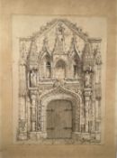 A. E. Warner, mid 19th century pencil and bodycolour - Church Doors, signed and dated 1840, unframed