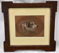 English School, 19th century, watercolour - A Sporting Dog, 9cm x 12cm, in glazed oak frame