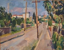 Follower of Cezanne, oil on paper laid on board - A Street Scene, indistinctly signed, 30 x 38.5cm