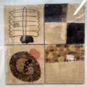 Lennox Dunbar (b.1952) mixed media panels - Four Abstracts, arranged as one, in glazed frame, 88cm s
