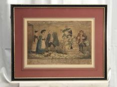 George Cruikshank , tinted cartoon - La Retour de Paris