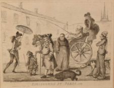 Henry William Bunbury (1750-1811) etching - Englishman at Paris, 1767, published 1782, 34cm x 42cm,