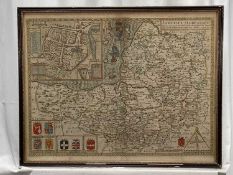 John Speed 17th Century, two hand coloured engraved maps - Somersetshire 1610, 41cm x 52cm and Hamps