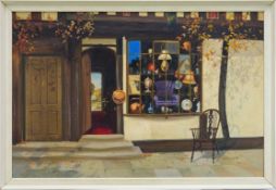 *Gerald Coulson (1926-2021) oil on canvas - The Antique Shop, signed, 71cm x 107cm, framed