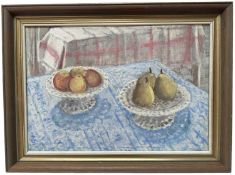 English School, 20th century, oil on canvas laid on board - Still Life with Fruit, 34cm x 50cm, fram