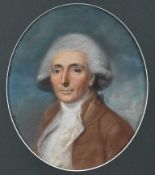 English School, 18th century, three oval pastel portraits - A Gentleman and two Ladies, 25.5cm x 20.