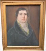 English School, 19th century, pair of pastels on paper - Portrait of a Lady and Gentleman, 61cm x 48