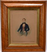 John Watkins, watercolour, smartly dressed young gentleman seated in a chair, signed and dated 1841,