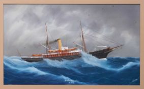 Luca Papaluca (Italian, 1890-1934), gouache of R.Y.S Rosabelle, which entered service in the First W