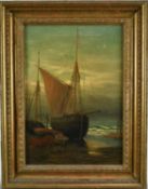 Arnold Helcke (act. 1865-1898) oil on canvas - Ships at Rest, signed and dated '80, 36cm x 26cm, in