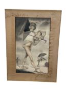 Mid 20th century surrealist watercolour, dissembled figures, signed and dated 'Holden 53', glazed fr