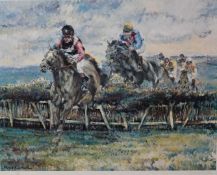 Claire Eva Burton, group of six signed limited edition racing prints to include The Derby, Grand Nat