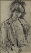 E. R. Payne, pencil drawing, portrait of a young man, Roger Harris artists proof etching, Tattooed m