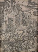 After Albrecht Dürer woodcut - Rest on the Flight into Egypt, from the Life of the Virgin, laid down