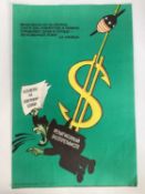 Original vintage Cold War period Soviet anti religion propaganda poster, 