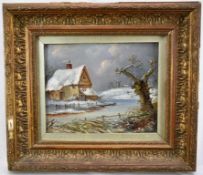 Christopher Mark Maskell (1846-1933), pair of oils on board - Cottage Scenes in Summer and Winter, o