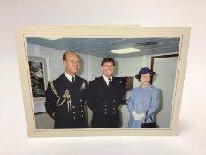 H.M. Queen Elizabeth II and H.R.H. The Duke of Edinburgh, signed 1982 Christmas card with gilt embos