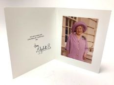 H.M. Queen Elizabeth The Queen Mother, signed 1998 Christmas card with gilt embossed crown to cover,
