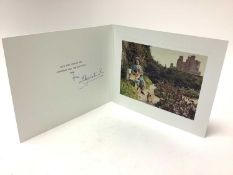 H.M. Queen Elizabeth The Queen Mother, signed 1986 Christmas card with gilt embossed crown to cover,