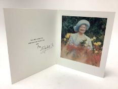 H.M. Queen Elizabeth The Queen Mother, signed 1988 Christmas card with gilt embossed crown to cover,