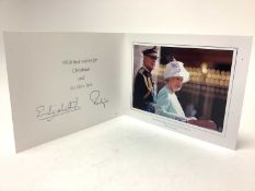 H.M. Queen Elizabeth II and H.R.H. The Duke of Edinburgh, signed 2005 Christmas card with twin gilt