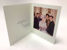 H.M. Queen Elizabeth The Queen Mother, signed 1985 Christmas card with gilt embossed crown to cover,