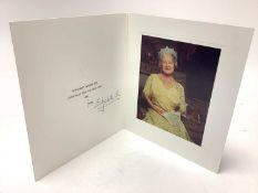 H.M. Queen Elizabeth The Queen Mother, signed 1987 Christmas card with gilt embossed crown to cover,