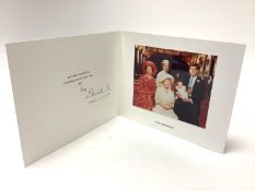 H.M. Queen Elizabeth The Queen Mother, signed 1990 Christmas card with gilt embossed crown to cover,