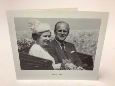 H.M. Queen Elizabeth II and H.R.H. The Duke of Edinburgh, signed 1989 Christmas card with gilt embos