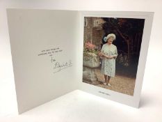 H.M. Queen Elizabeth The Queen Mother, signed 1991 Christmas card with gilt embossed crown to cover,