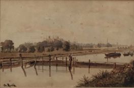 Abraham Hulk Junior (FI 1876-98) watercolour - River Landscape, signed, 20cm x 31cm, in glazed frame
