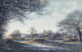 Michael Pettersson (b.1938) watercolour St Mary's, Stratford St Mary