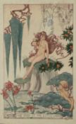 Alva E May, 1920s original watercolour, the Fairy of the Lotus Lake