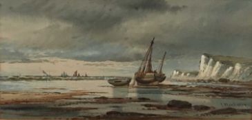 Thomas Mortimer (act 1880-1920) watercolour - Coastal scene, signed, 17cm x35cm, in glazed frame