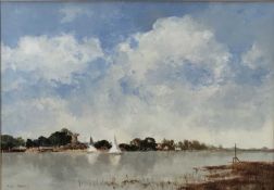 Roy Perry RI (British 1935-1993) watercolour and gouache 'Breydon Water', signed, 32cm x 47cm, in gl