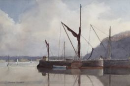 Richard Thorndick watercolour - Morning Calm Pin Mill, signed, 31cm x 46cm, in glazed frame