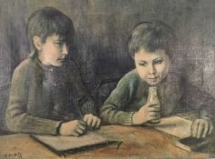 Peter A Brill, British, oil on canvas, two boys, signed and dated 73