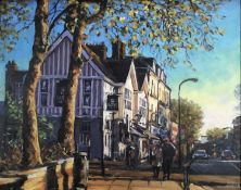 John Bull oil on canvas - The George, signed, 40cm x 50cm, in gilt frame