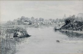 Sir Francis Law Durand, 19th century, monochrome watercolour - Khamiab Cavalry Camp, signed and date