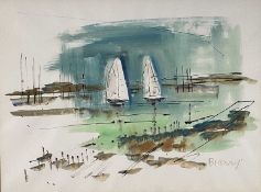 Alfred Birdsey (1912-1996) four watercolours - Marine scenes, signed, 38cm x 50cm, framed (4)