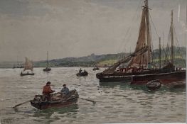 English School, late 19th century, watercolour - High Tide, Leigh Creek, initialled G.S.W. and dated