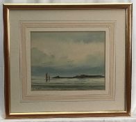 Abraham Hulk, pair of watercolours, coastal views, signed in glazed gilt frames