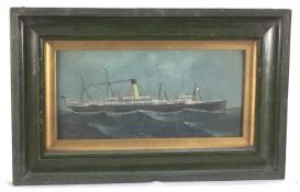 Pair of early 20th century gouache paintings of HMS Athenic and SS Montrose, one signed J. S. Prende