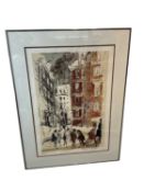 Felix Topolski (1907-1989) screenprint, Fountain Court, signed, numbered 35/250, image 59 x 38cm, gl
